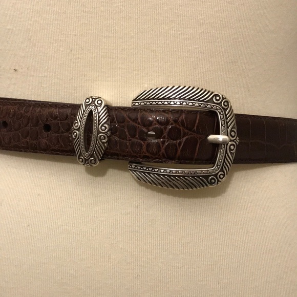 Fossil Accessories - Fossil brown leather belt silver buckle